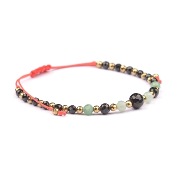 Bransoletka celebrytka czarny TURMALIN SZMARAGD HEMATYT ochrona i optymizm